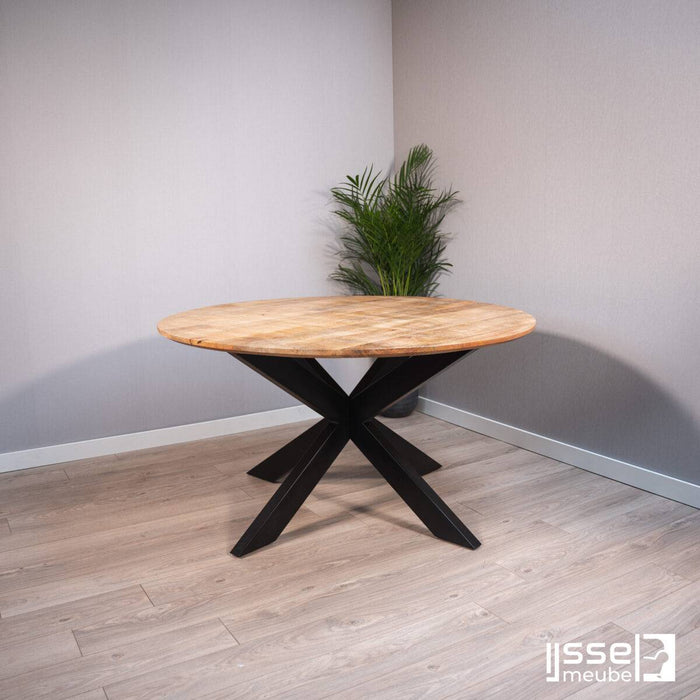 Eettafel Wilton | Mangohout | Rond | Matrixpoot