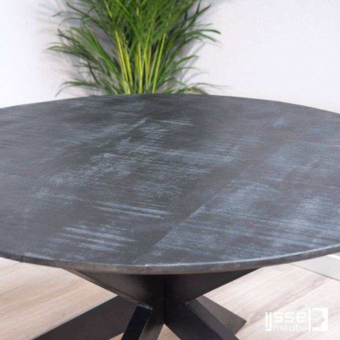 Eettafel Wilton Black | Mangohout | Rond | Matrixpoot