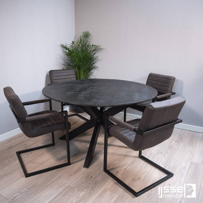 Eettafel Wilton Black | Mangohout | Rond | Matrixpoot