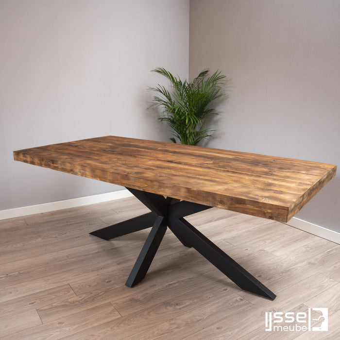 Eettafel Rockhampton Donker | Rechthoek | Matrixpoot | Vurenhout