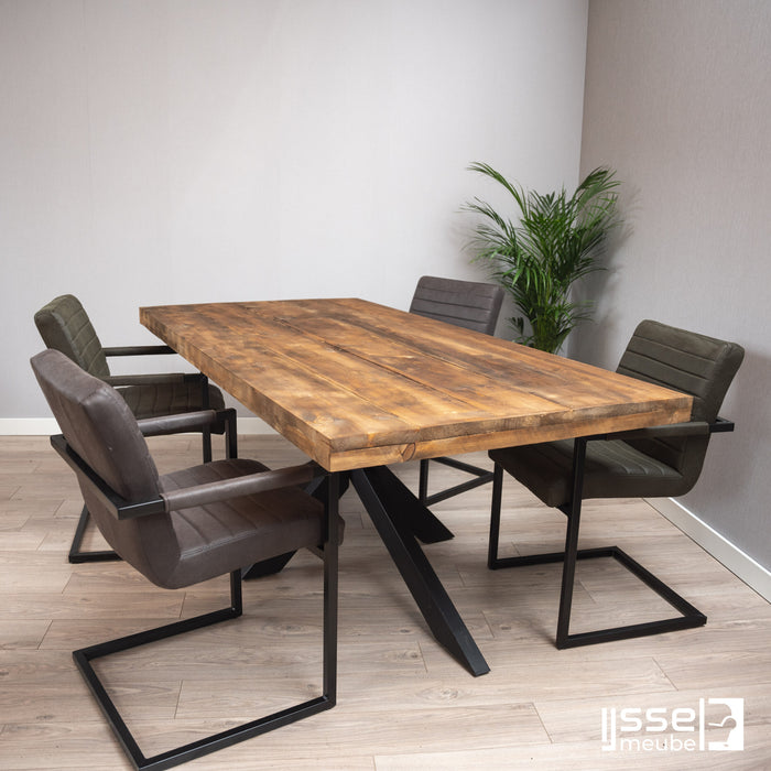 Eettafel Rockhampton Donker | Rechthoek | Matrixpoot | Vurenhout