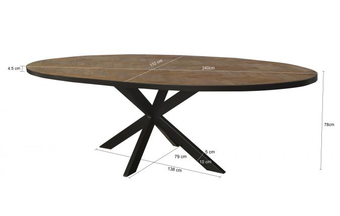 Eettafel Accent | Teakhout | Ovaal | Matrixpoot | 240cm