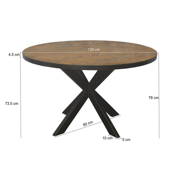 Eettafel Accent | Teakhout | Rond | Matrixpoot | 130cm