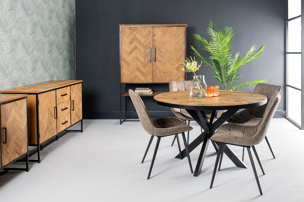 Eettafel Accent | Teakhout | Rond | Matrixpoot | 130cm