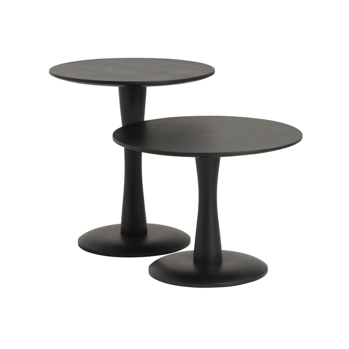 Bijzettafel Flare | Massief Mangohout - Zwart - Gelakt | 60 x 45 cm | Ø, laag, Black