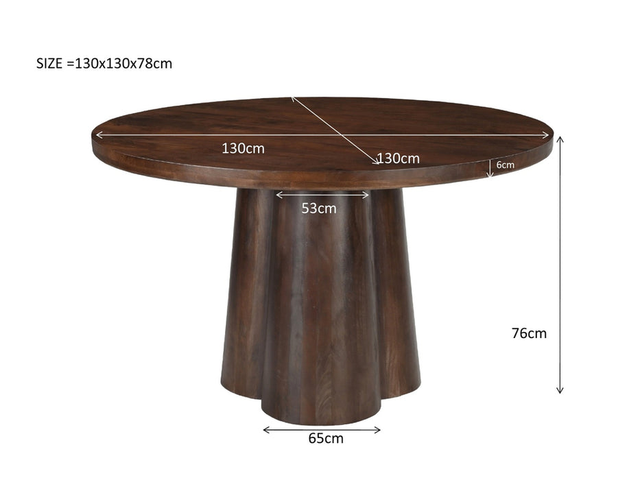 Eettafel Clubs | Mangohout | Rond | 130cm