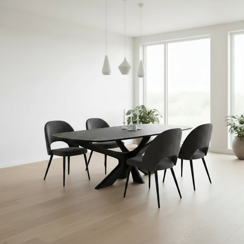 Eettafel Montreaux Black | Hardhout | Deens ovaal | Ypsilonpoot | 250cm