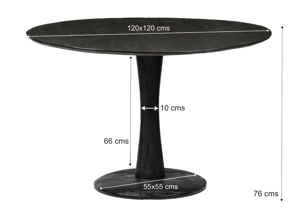 Eettafel Vivian Black | Mangohout | Rond | 120cm