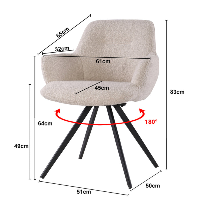 Eetkamerstoel Doreen | Draaipoot 180° | Boucle Beige