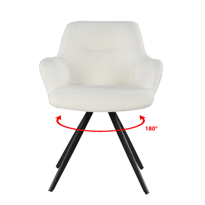 Eetkamerstoel Doreen | Draaipoot 180° | Boucle White