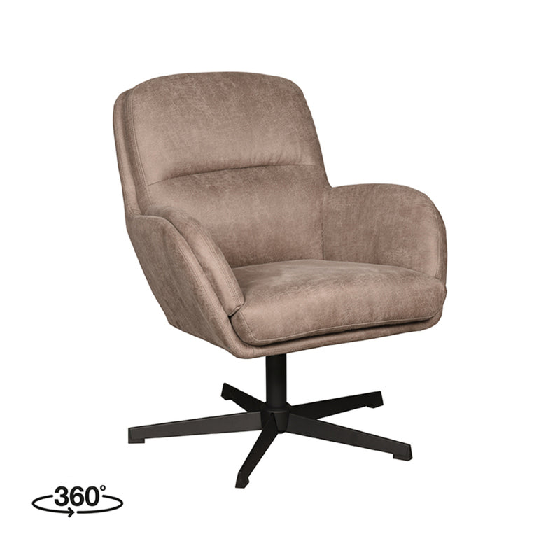 Fauteuil Moss | Taupe | Micro Suede | Draaifauteuil 70x77x90 cm