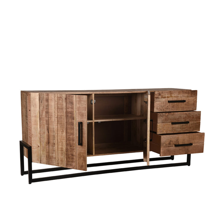 Dressoir Bolivia | Mangohout | 2 deuren | 3 lades | 4 vakken | Rough
