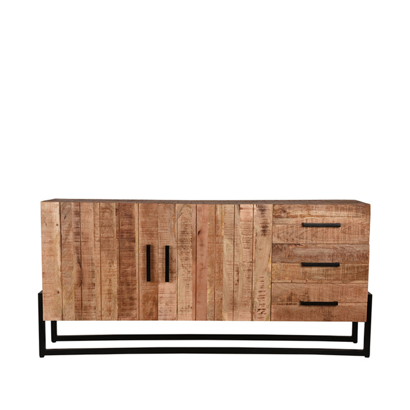 Dressoir Bolivia | Mangohout | 2 deuren | 3 lades | 4 vakken | Rough