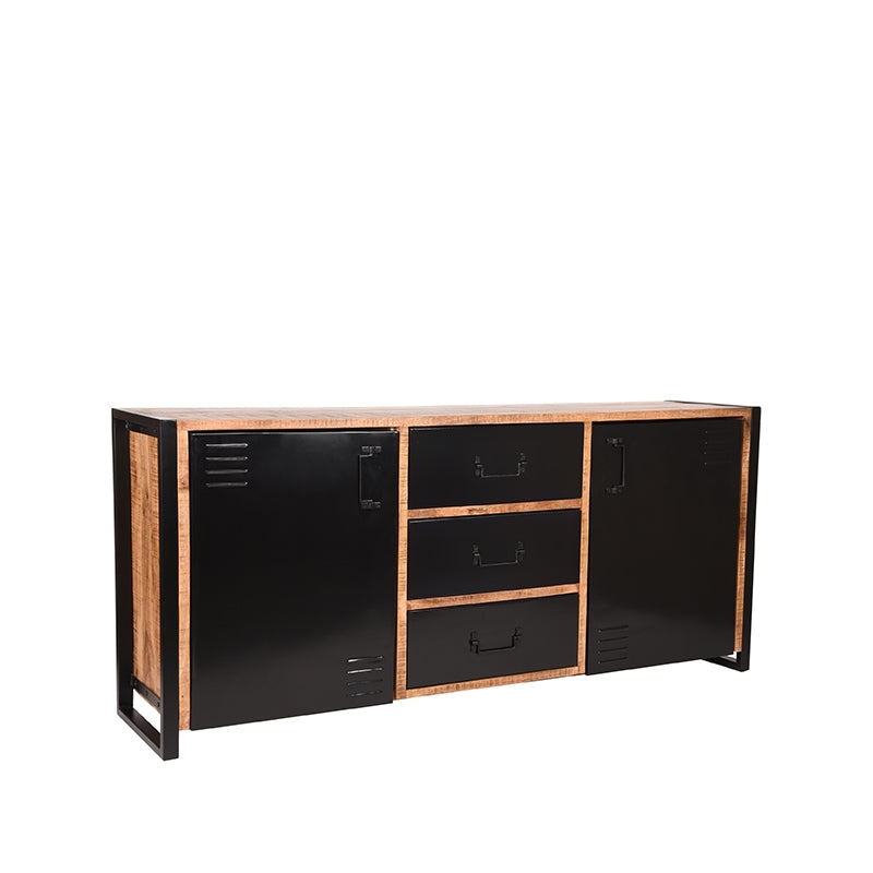 Dressoir Brussels | Mangohout | 2 deuren | 3 lades | 4 vakken | Rough 190 cm