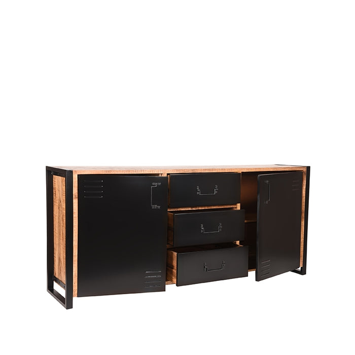 Dressoir Brussels | Mangohout | 2 deuren | 3 lades | 4 vakken | Rough 190 cm