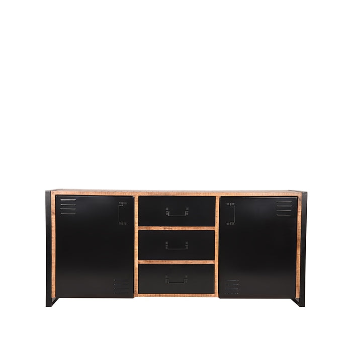 Dressoir Brussels | Mangohout | 2 deuren | 3 lades | 4 vakken | Rough 190 cm