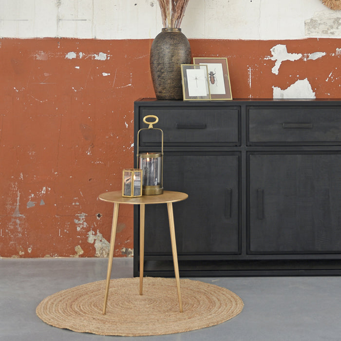 Dressoir Chili | Mangohout | 3 deuren | 3 lades | 6 vakken | Zwart