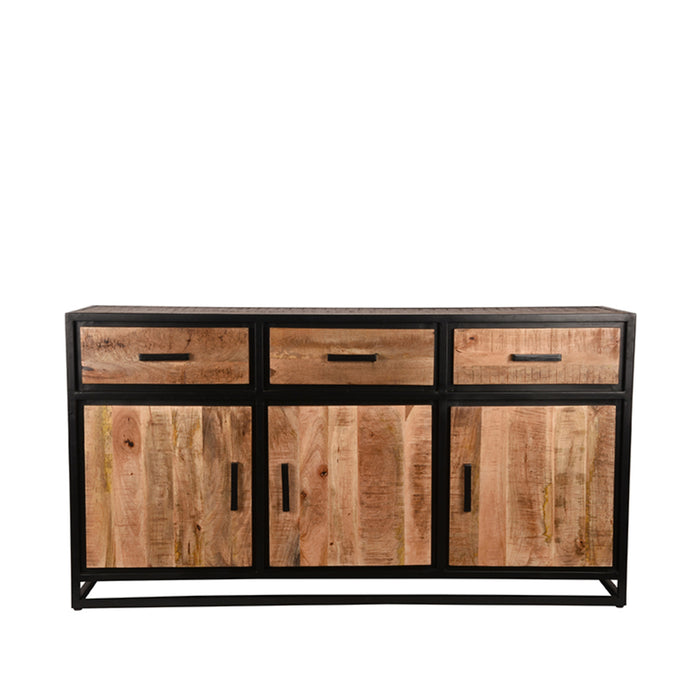 Dressoir Tampa | Mangohout | 3 deuren | 3 lades | 6 vakken | Rough