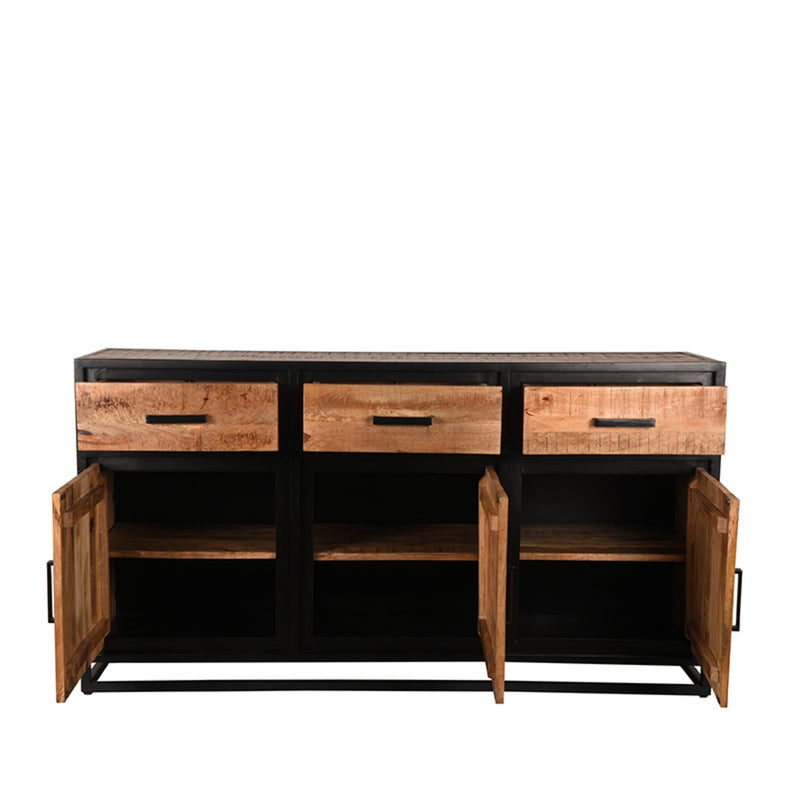 Dressoir Tampa | Mangohout | 3 deuren | 3 lades | 6 vakken | Rough