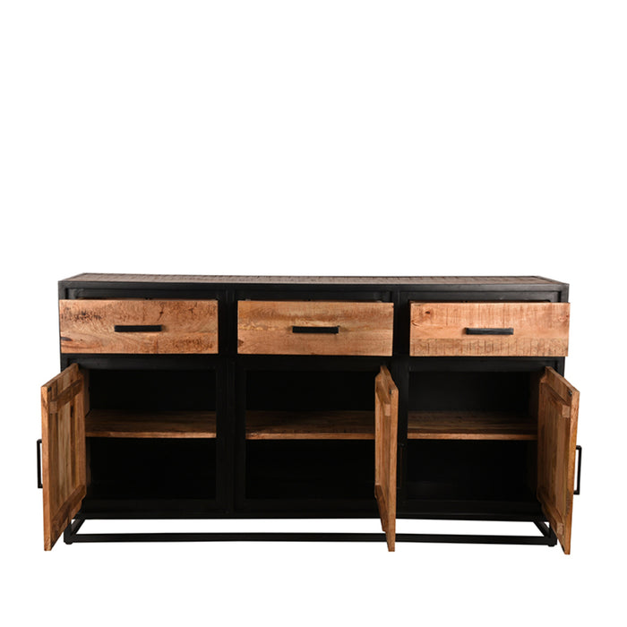 Dressoir Tampa | Mangohout | 3 deuren | 3 lades | 6 vakken | Rough