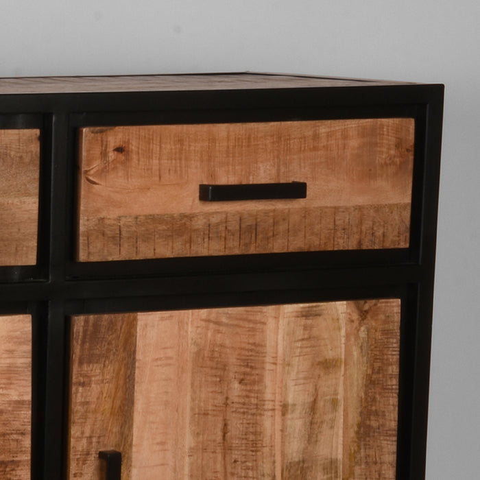 Dressoir Tampa | Mangohout | 3 deuren | 3 lades | 6 vakken | Rough