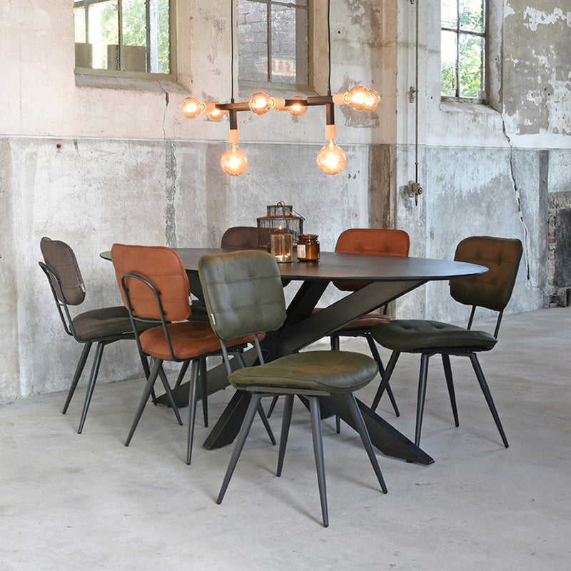 Eetkamerstoel Gus - Cognac - Microfiber
