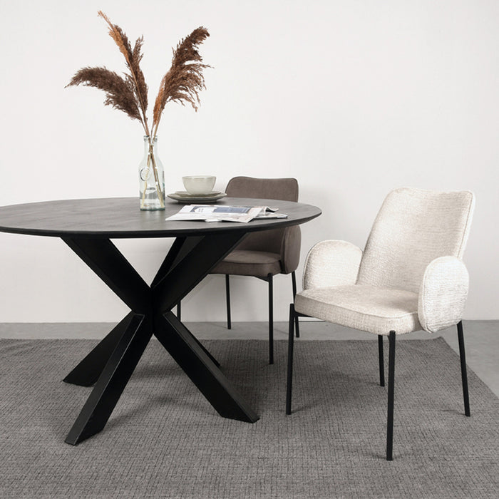 Eetkamerstoel Joni - Crème - Fluweel