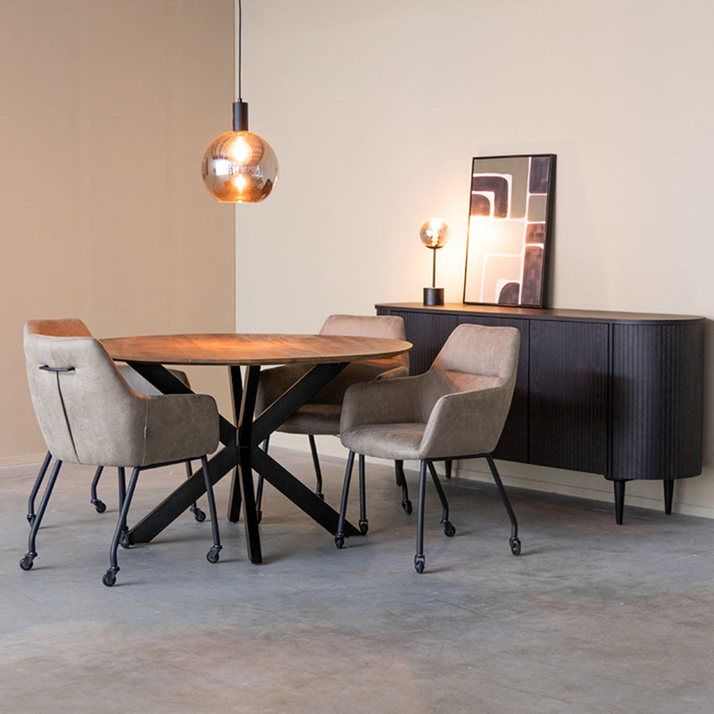 Eetkamerstoel Lenny - Taupe - Microfiber