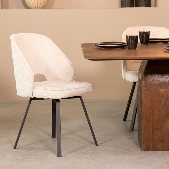 Eetkamerstoel Lewis | Crème | Fluweel
