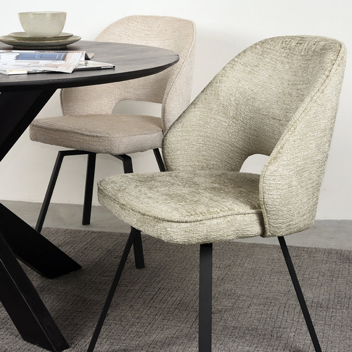 Eetkamerstoel Lewis | Beige | Fluweel