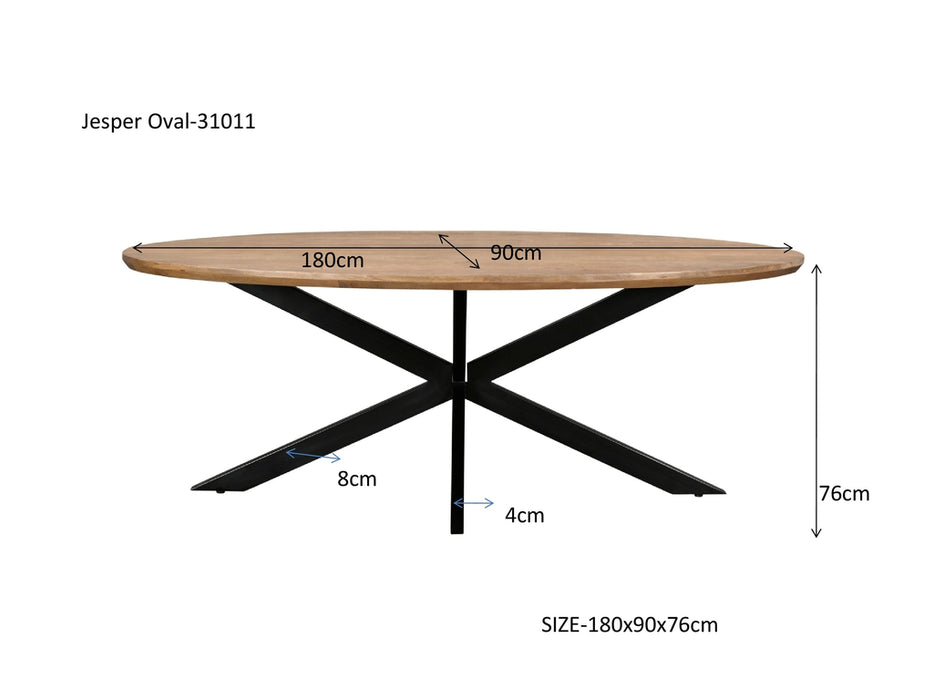 Eettafel Jesper | Mangohout | Ovaal | Matrixpoot | 180cm