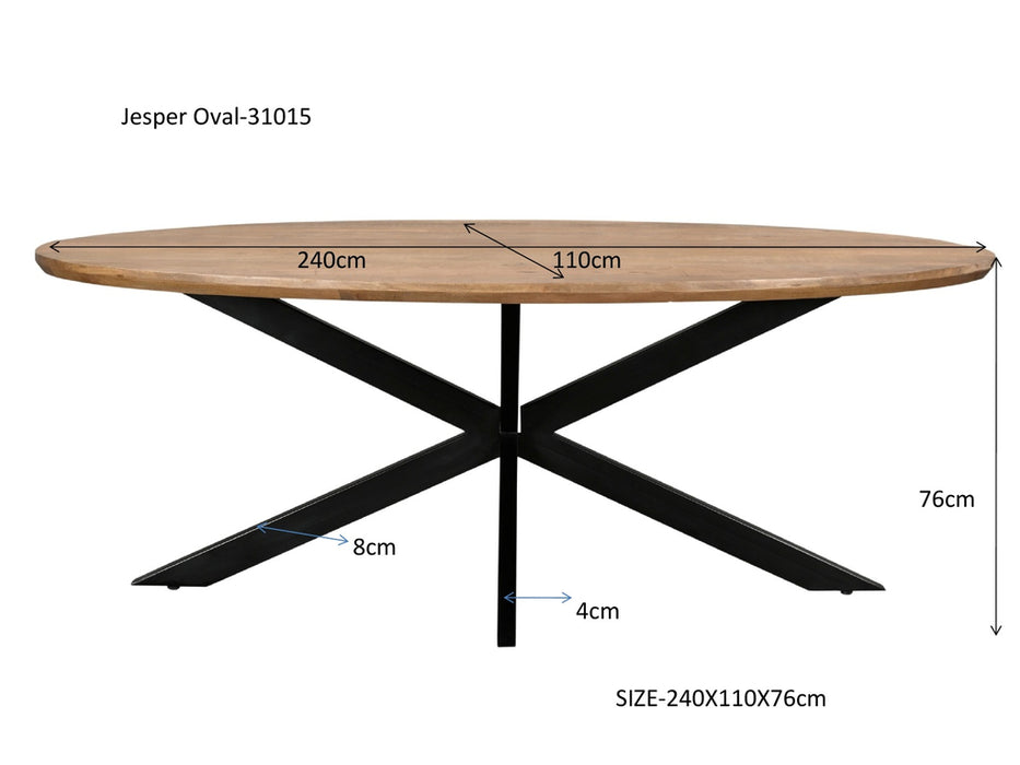 Eettafel Jesper | Mangohout | Ovaal | Matrixpoot | 240cm