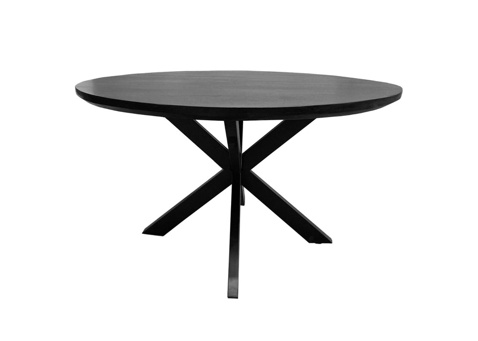 Eettafel Jesper Black | Mangohout | Rond | Matrixpoot | 130cm