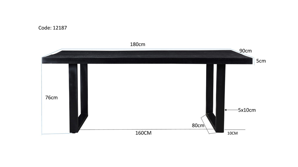 Eettafel Kala Black | Mangohout | Rechthoek