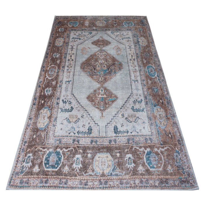 Vloerkleed Karaca Blue/Brown 06 - 70 x 140 cm