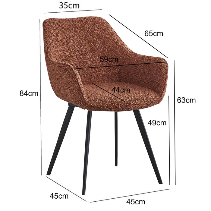 Eetkamerstoel Luca | Draaipoot 180° | Boucle | Leaf Brown