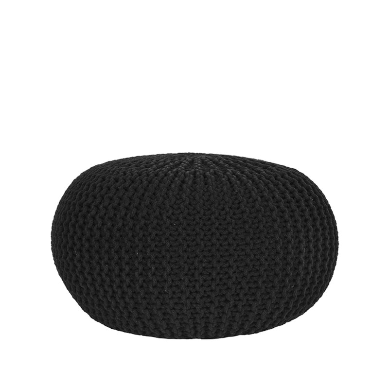 Poef Knitted | Katoen | Zwart L