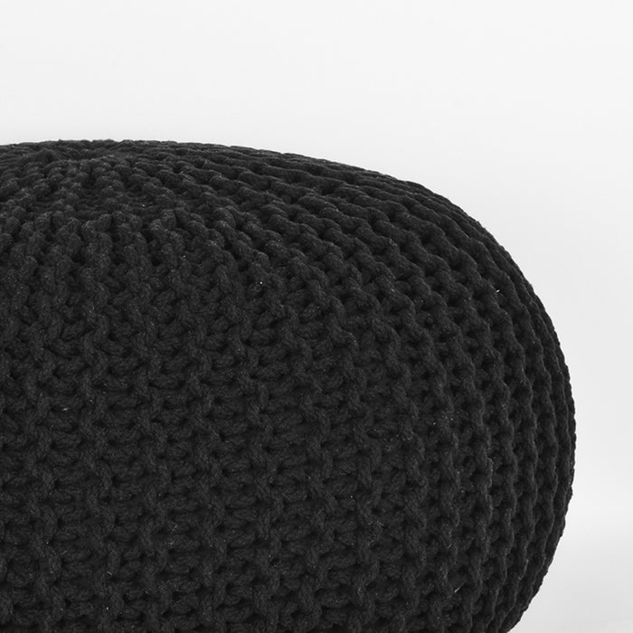 Poef Knitted | Katoen | Zwart L