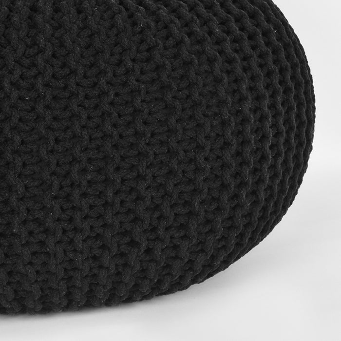 Poef Knitted | Katoen | Zwart L