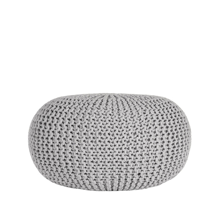 Poef Knitted | Katoen | Lichtgrijs L