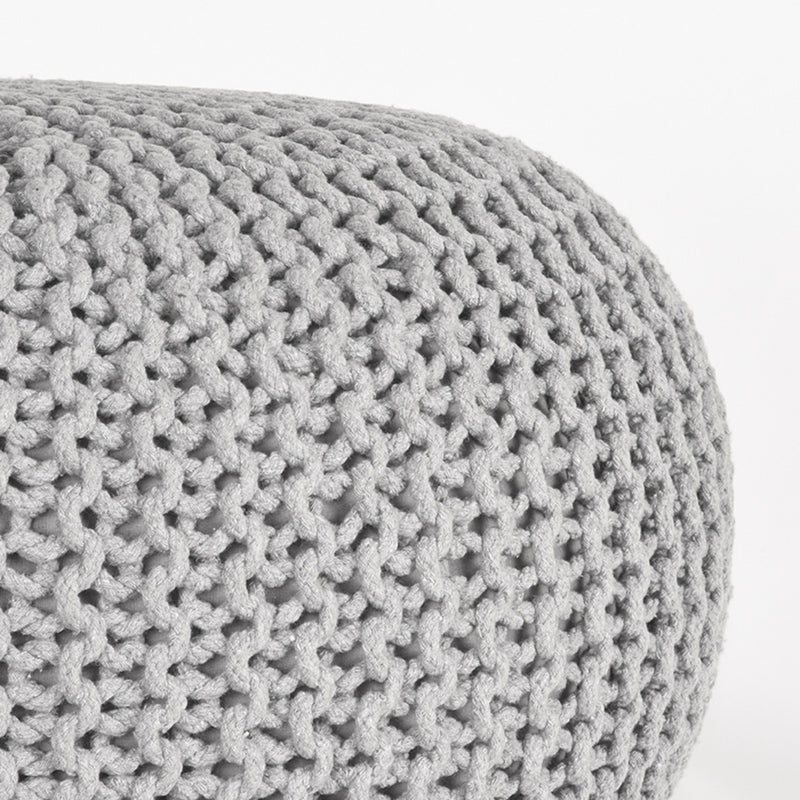 Poef Knitted | Katoen | Lichtgrijs L