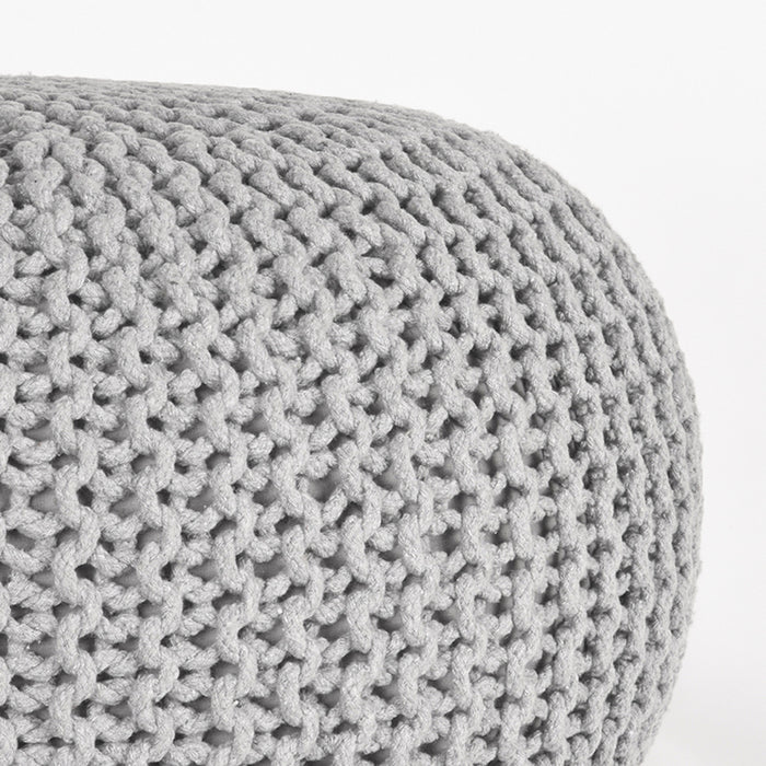 Poef Knitted | Katoen | Lichtgrijs L