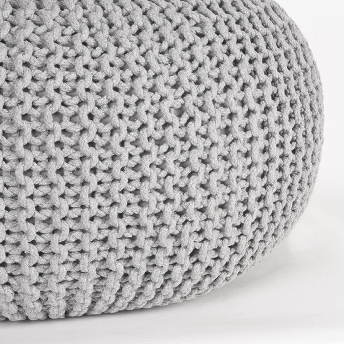 Poef Knitted | Katoen | Lichtgrijs L