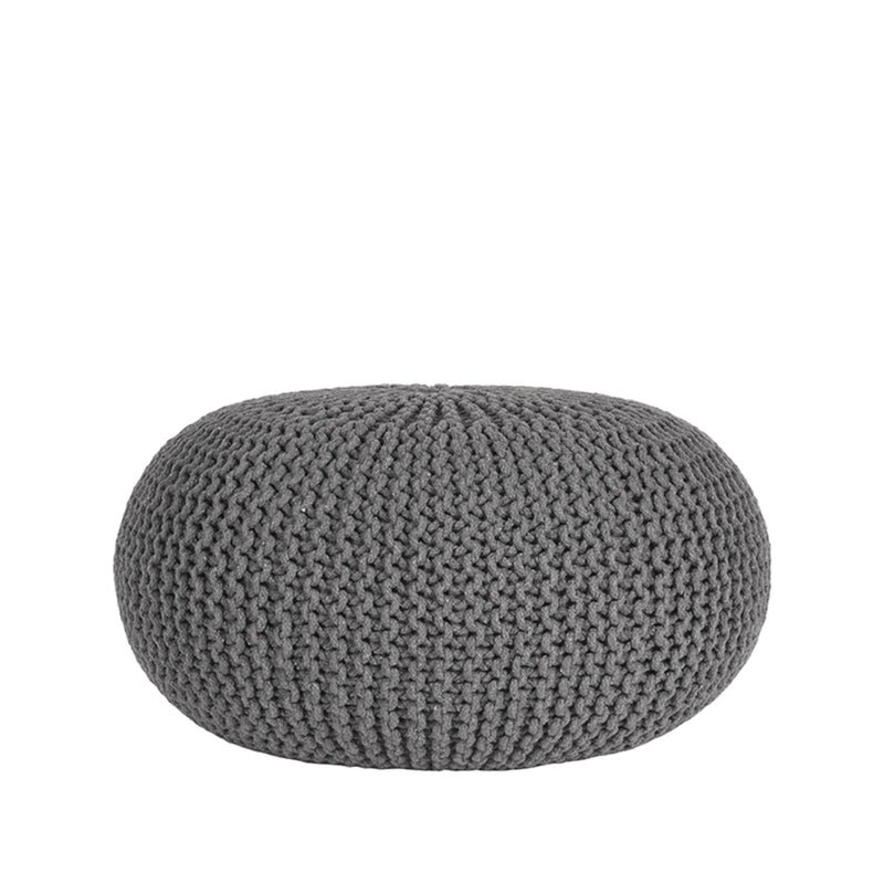 Poef Knitted | Katoen | Donkergrijs L