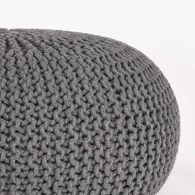 Poef Knitted | Katoen | Donkergrijs L