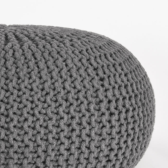 Poef Knitted | Katoen | Donkergrijs L