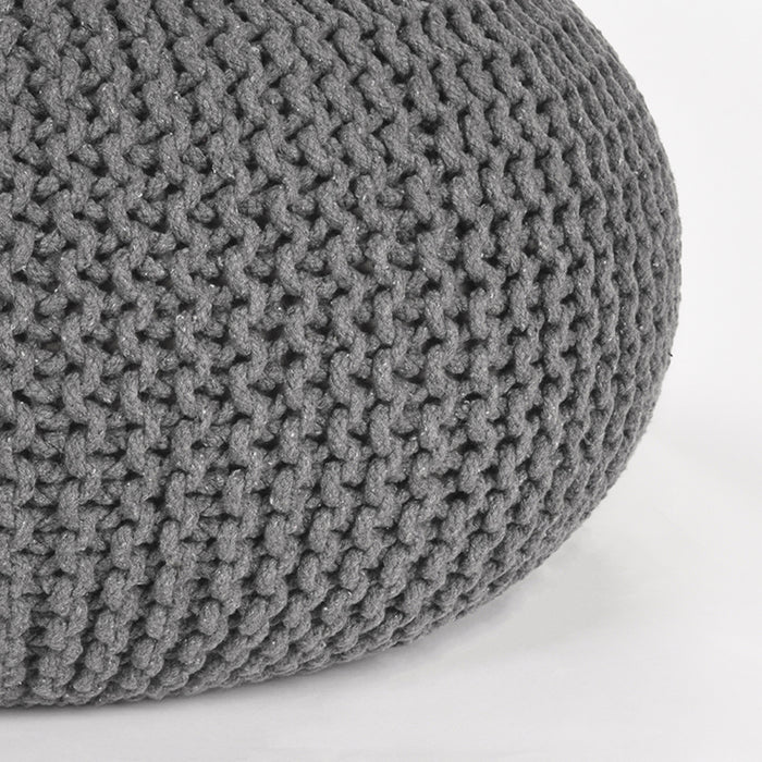 Poef Knitted | Katoen | Donkergrijs L