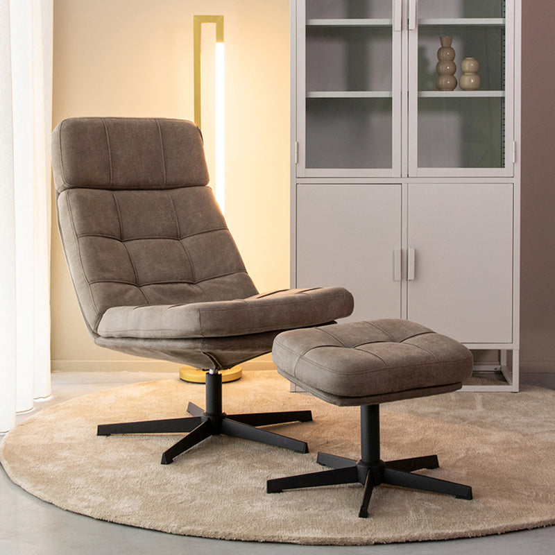 Fauteuil Alvar | Taupe | Boucle | Relaxfauteuil + Ottomane 53x57x83 cm