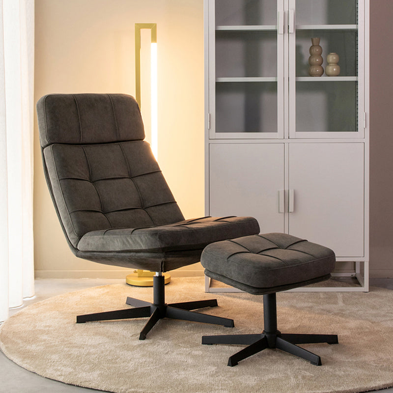 Fauteuil Alvar | Antraciet | Cosmo | Relaxfauteuil + Ottomane 53x57x83 cm