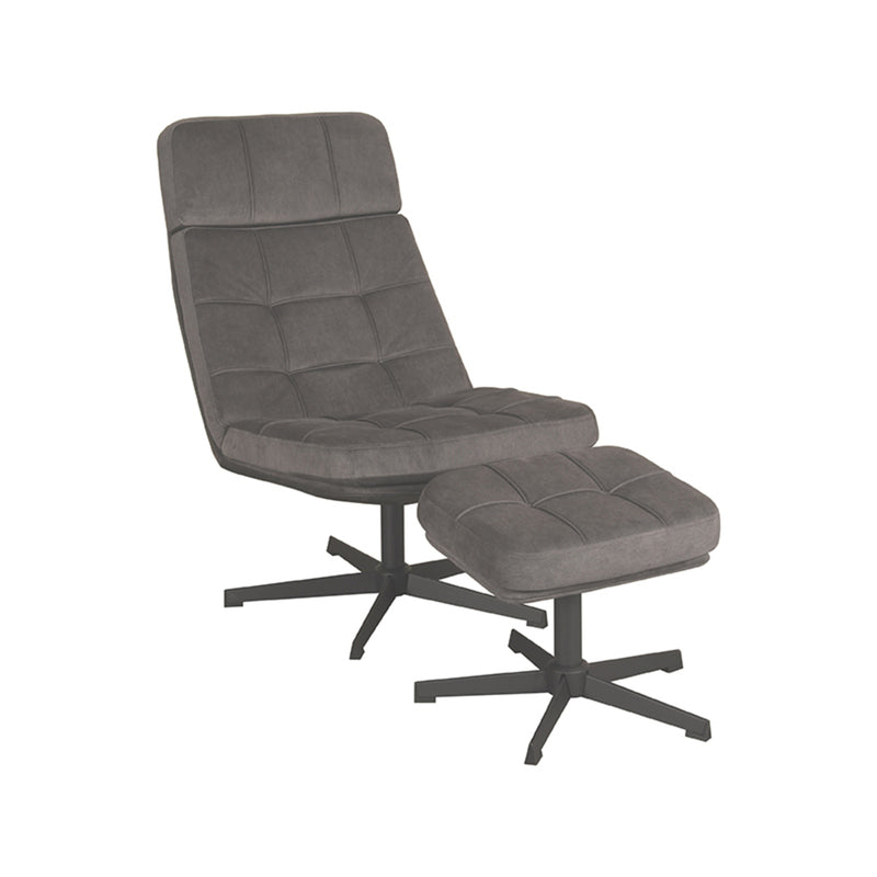 Fauteuil Alvar | Antraciet | Cosmo | Relaxfauteuil + Ottomane 53x57x83 cm